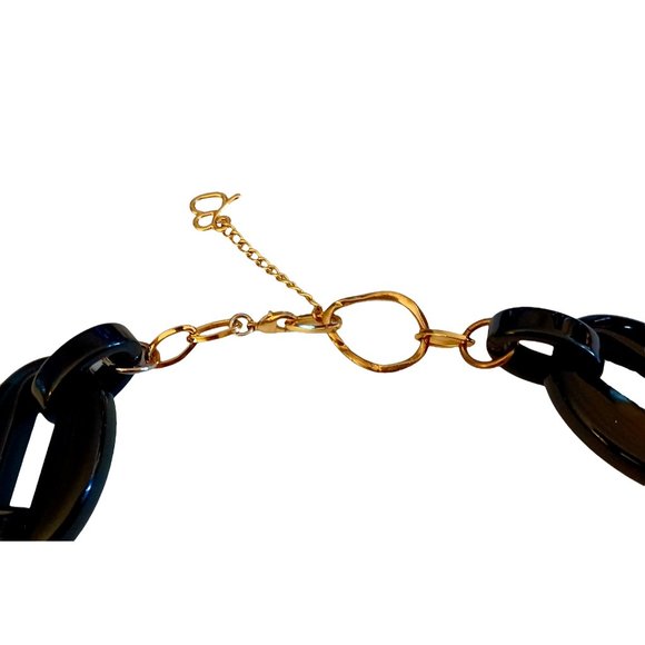 Diana Broussard Carly Black And Gold Tone Chunky Statement Choker Necklace 23" - Picture 6 of 7